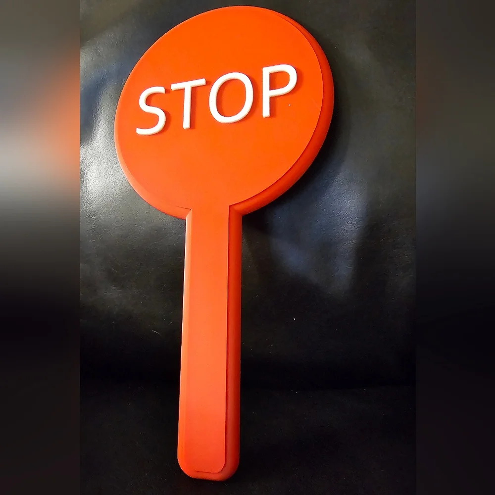 Red Stop Sign With Handle Plastic Waterproof NWOT